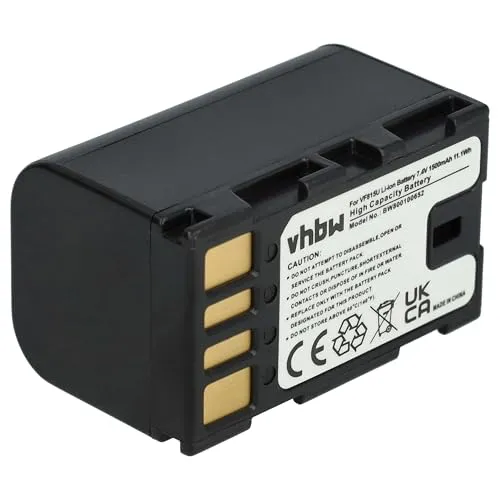 vhbw Akku kompatibel mit JVC GZ-HD300 | GZ-HD30, GZ-HD300AEU, GZ-HD3 Videokamera Camcorder (1400 mAh, 7,2 V, Li-Ion) + Infochip