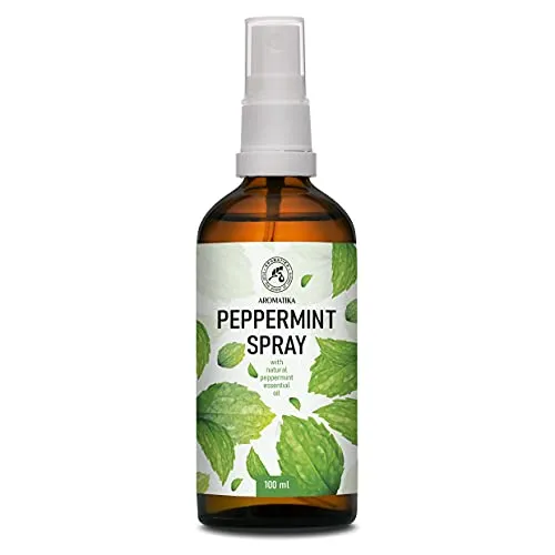 Pfefferminz Aromaspray 100 ml - Aromaspray mit ätherischem Pfefferminzöl - Aromatherapie Raumspray - Spray zur Aromatisierung der Luft - Raumnebel - Kissen- und Leinenspray - Raumduft - Duftspray