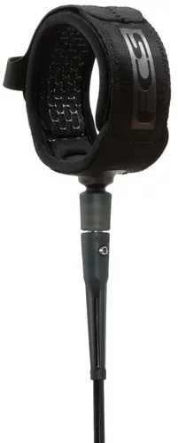 FCS 6 COMP ESSENTIAL Leash 2025 black - Surf Bags und Zubehör: Leichte und langlebige Leine für optimale Leistung in kleinen Wellen, mit Silikon-Grip und Hypalon-Zuglasche für maximalen Komfort und Sicherheit.