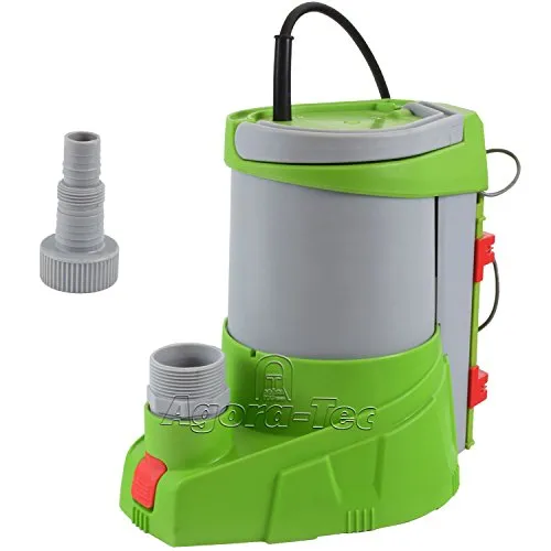 Agora-Tec AT-Tauchpumpe clear water 250W - Flachabsaugend bis 1 mm, stufenlos einstellbarer Schwimmerschalter und Trockenlaufschutz für optimale Nutzung