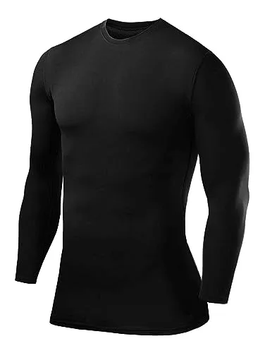 PowerLayer Herren Kompressions Shirt mit Rundhalsausschnitt - Schwarz, L