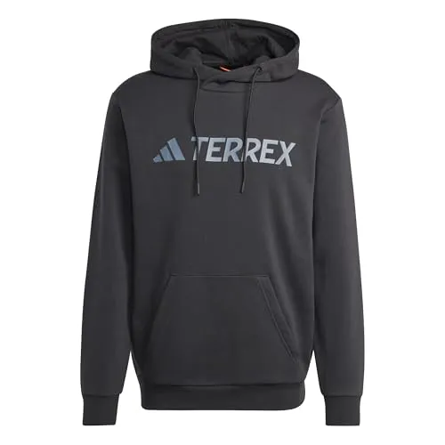 adidas Herren Terrex Multi Large Logo Hoodie, Black, XS - Hochwertiger Hoodie für Herren aus 70 % recyceltem Material, mit angora Innenseite und praktischer Kängurutasche - ideal für umweltbewusste Sportler.