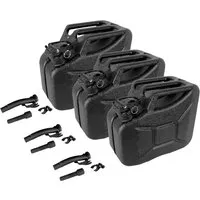 Baumarktplus 3x Benzinkanister 10L Metall schwarz - 3x kratzfeste Metallkanister mit 10L Fassungsvermögen, ideal zum sicheren Transport von Benzin oder Diesel. Inklusive flexibler Ausgießer und Halterung für müheloses Befüllen.