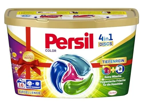 Persil 4in1 Color DISCS - Waschmittel für 16 Waschladungen - Waschmittel mit Tiefenrein Technologie für hygienisch frische Wäsche. Ideal für Buntwäsche, löst hartnäckige Flecken und enthält 92 % biologisch abbaubare Inhaltsstoffe.