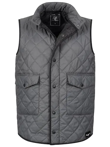Rock Creek Herren Steppweste H-352 Dunkelgrau - Herren-Westen mit zwei Seitentaschen für praktische Aufbewahrung, hochwertiger Materialmix für Langlebigkeit und Komfort - ideal für den modernen Mann.