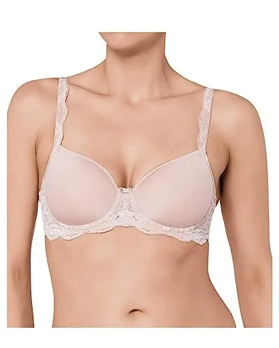 Triumph BH Amourette Charm WP Beige D 95 Damen - Funktionsunterwäsche mit luxuriösem Komfort - Gepolsterter T-Shirt-BH mit floralem Spitzendetail und verstellbaren Trägern für eine perfekte Passform.