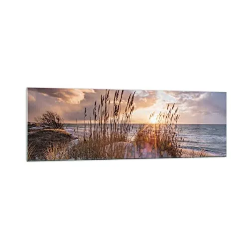 Panorama Bilder auf Glas 160x50cm Glasbild Westen auf der Strand Groß XXL Wanddeko Bild im Glas Schlafzimmer Küche Wandbilder Dekoration Wohnzimmer Modern Wall Decor Wand Kunstdruck Art GAB160x50-4710