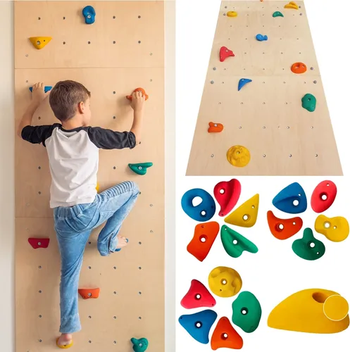 Create for you®- Kletterwand für Kinder - Hauskletterwand - Klettergerüst und Spielgeräte Indoor - Montessori Spielzeug - 225x75 cm + 15 Klettersteine