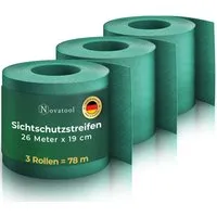 Novatool PP 104m Sichtschutzstreifen für Doppelstabmattenzaun in Grün - Hochwertiger Sichtschutzstreifen aus langlebigem Polypropylen für optimale Privatsphäre. Ideal für Garten und Balkon, einfach einzufädeln ohne Clips. 104m Länge, reicht für 40 Streifen, wetterfest und recyclingfähig.