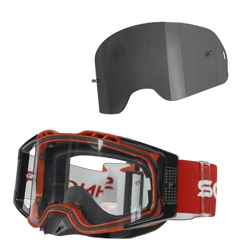 SCHNORR MX Pro Sportbrille - Motocross Brille mit Anti-Fog und Wechselglas - Robuste Motocross Brille in Rot mit transparentem Glas (S0) und Anti-Fog-Beschichtung. Flexibler Rahmen und hoher Tragekomfort für optimale Sicht und Sicherheit auf der Strecke.