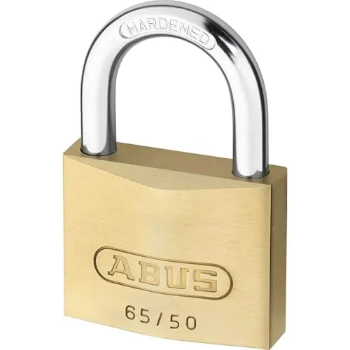 ABUS Vorhängeschloss Messing 65/50 gl.-501 - gleichschließend - Kellerschloss, Spindschloss u. v. m.- Messing-Schlosskörper - gehärteter Stahlbügel - ABUS-Sicherheitslevel 6