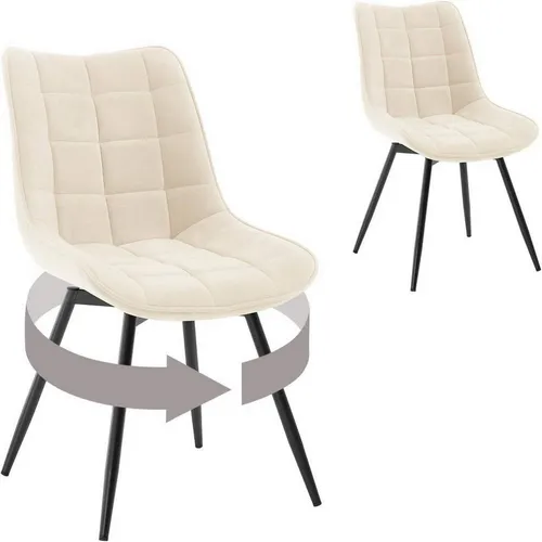 WOLTU Esszimmerstühle drehbar, Beige, 2er Set - Moderne Esszimmerstühle mit 360° Drehfunktion und ergonomischem Design für höchsten Komfort. Ideal für Esszimmer, Küche oder Home Office.