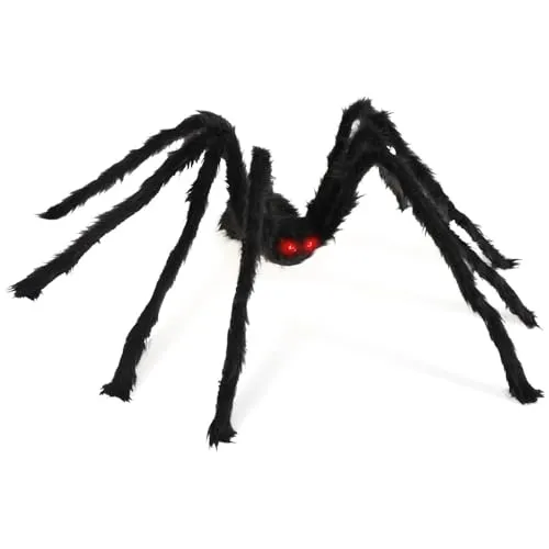 com-four® Deko-Spinne Größe XXL - große, haarige Spinne mit beweglichen Beinen für Halloween - modellierbare Tarantel für Innen- und Außendekorationen - 95 cm (01 Stück - Größe XXL)