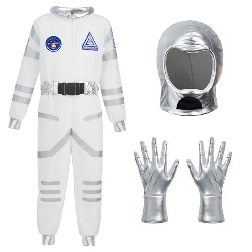Spooktacular Creations Blau Astronaut Kostüm mit Helm für Kinder, Raumanzug, Space Jumpsuit, Halloween Astronaut NASA Kostüm für Jungen Mädchen Pretend Role Play Dress Up