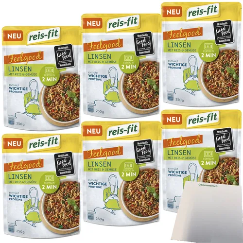 Reis-Fit Feelgood Linsen mit Gemüse und Reis 6er Pack 6x250g Packung usy Block