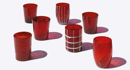 Zafferano Melting Pot Set mit 6 gemischten Gläsern in rot von Zafferano