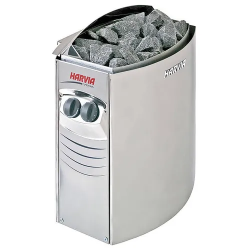 Harvia Saunaofen Vega 4,5 kW Elektroofen BC45 - Sonstiges Saunazubehör, eleganter und bedienfreundlicher Saunaofen mit Edelstahlgehäuse, ideal für Saunen von 3-6 m³ und einfache Installation.