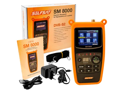 Selfsat SM 8000 Camping Satfinder HD - Satelliten-Finder mit akustischer und visueller Signal-Lock-Bestätigung, ideal für Camping und mobile Anwendungen, klein und handlich für einfache Nutzung.