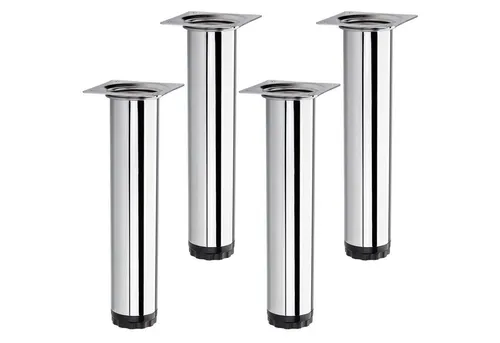 SO-TECH® Möbelfuß 4 Stück BRAVO Höhe 200 mm (10 mm) Ø 40 mm Chrom poliert, höhenverstellbar, aus Stahl, belastbar bis 50 kg pro Stützfuß