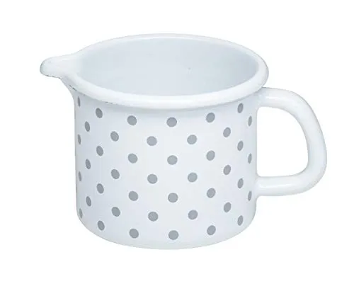 Riess Schneltopf Ø9cm - Milchtopf in Grau mit Ausguss - Töpfe – Klassischer Schnabeltopf aus emailliertem Eisen, ideal zum energiesparenden Erwärmen von Flüssigkeiten auf allen Herdarten, bakterienhemmend und leicht zu reinigen.