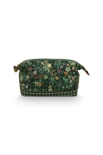 Cooper Cosmetic Purse Large Tutti i Fiori Green - Make-up Taschen & Etuis - Stilvoller Kulturbeutel von Pip Studio mit aufwändigem Design, perfekt für Reisen und den Alltag, um Kosmetikartikel ordentlich zu verstauen.