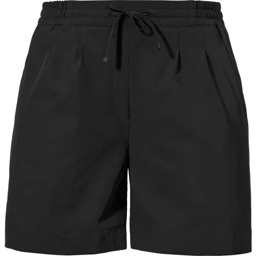 SCHÖFFEL Urban Shorts Style Gharra WMS Damen, Größe 46, schwarz - Trainingsbekleidung für entspannte Sommertage: wasserabweisende Stretch-Shorts mit modischem Look, ideal für Outdoor-Aktivitäten und Umweltbewusstsein durch recyceltes Material.