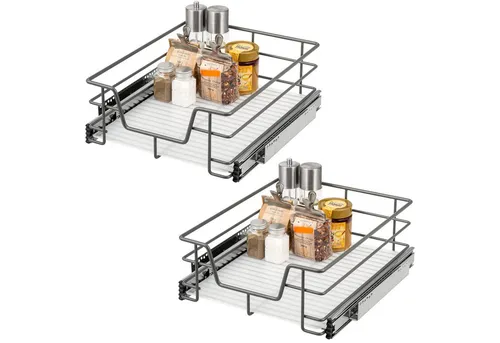 bremermann Teleskopschubladen 2er Set - 45 cm - Küchenschubladeneinsätze für optimale Raumausnutzung, mit Teleskop-Vollauszug für einfachen Zugriff auf alle Gegenstände.