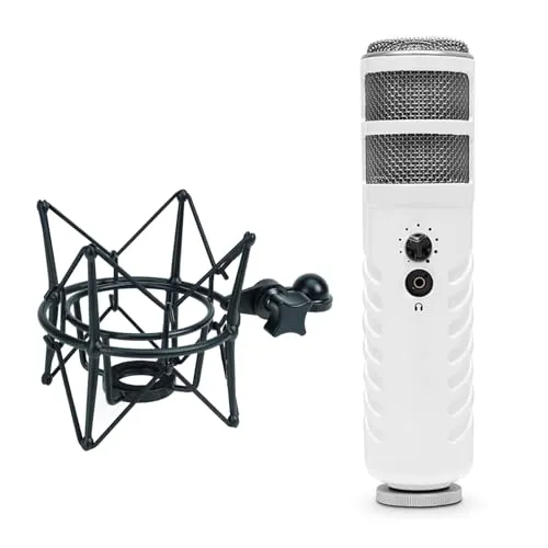 Rode Podcaster USB-Sprechermikrofon mit keepdrum MS090B Mikrofon-Spinne - Professionelles USB-Mikrofon für Podcaster und YouTuber, einfach zu bedienen dank Plug and Play. Die keepdrum Mikrofonspinne sorgt für optimale Stabilität und Schallisolierung.