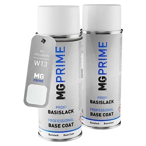 Produktbild MG PRIME Autolack Sprühdosen für Mitsubishi W13 Diamond White Pearl/Perlmutt Weiss Grundlack Basislack Spraydose 400ml
