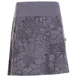 Vishes Minirock Kurzer Damen Baumwoll-Rock Mini-Rock mit Blumen-Spitze bedruckt Festival, Boho, Hippie Style grau 40