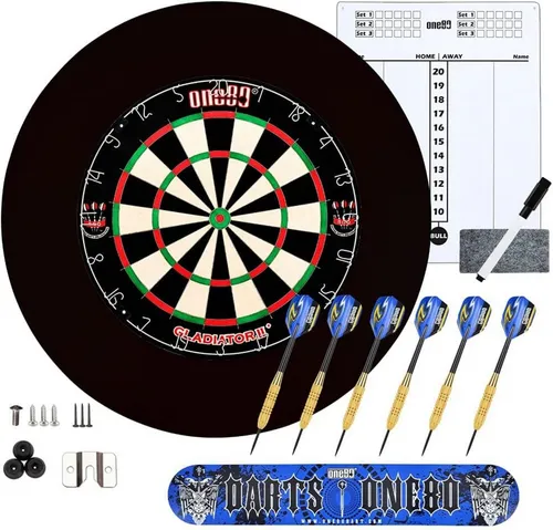 Profi Dartscheibe mit Pfeilen – Steeldartscheibe aus Sisal