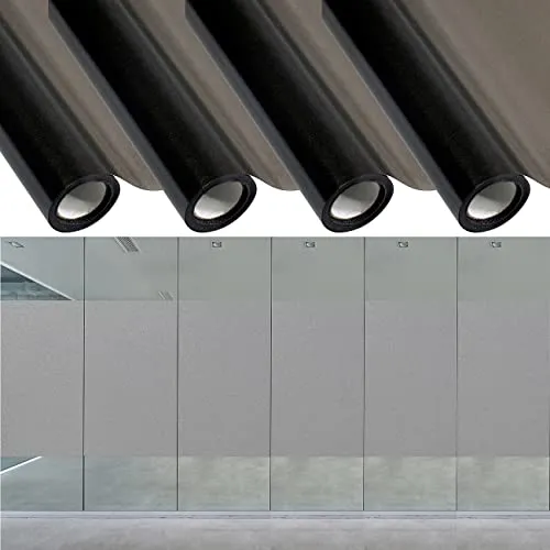 infactory blickdichte Fensterfolie: 4er-Set Sichtschutzfolie, selbsthaftend, 60 x 200 cm, Grau-Matt (Fensterfolie Sichtschutz anhaftend, Sichtschutzfolie Glas, Selbstklebende)