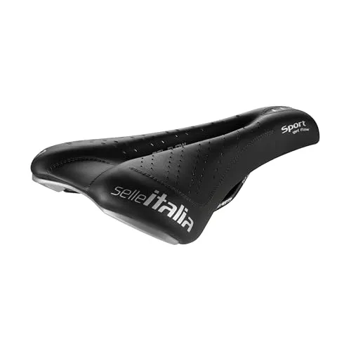 Sattel Selle Italia Sport Gel Flow S2 - Schwarz - Fahrradsattel mit Gel-Polsterung für optimalen Komfort auf langen Fahrten, ideal für Freizeit- und Sportfahrer.