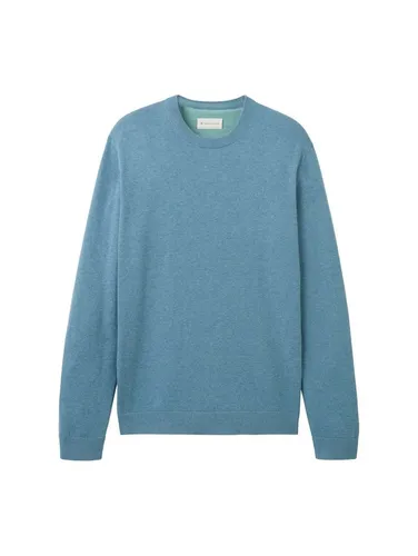 TOM TAILOR Rundhalspullover XXL (56/58) - Herren-Pullover aus 100% Baumwolle, in der trendigen Farbe blue water melange, ideal für einen lässigen Look und höchsten Tragekomfort.