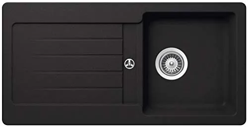 Granitspüle Victory S-VEL860 - Hochwertige Küchenspüle in verschiedenen Farben - Granitspüle mit Ablage, Made in Germany - extrem hart, kratzfest und pflegeleicht. Inklusive Drehexcentergarnitur, ideal für moderne Küchen mit hoher Qualität.