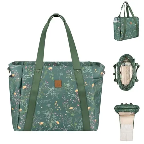 Kikkaboo Wickeltasche Florence Wickelunterlage, Reißverschluss, Flaschentaschen grün