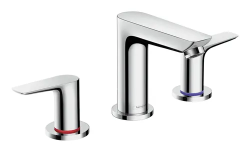 Hansgrohe Talis E 3-Loch Waschtischarmatur 150 - Chrom - Elegante Waschtischarmatur mit Zugstangen-Ablaufgarnitur, ideal für modernes Badezimmerdesign.