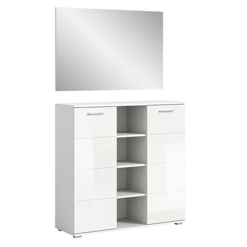 Prego Garderobenkombination 2-teilig Weiß / Weiß Hochglanz von Roller