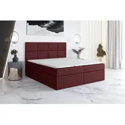 Boxspringbett VAR 120 x 200 mit 2 Bettkästen und Topper in Rot - Stylisches Boxspringbett für gemütlichen Schlafkomfort. Mit zwei praktischen Bettkästen für zusätzlichen Stauraum und einem hochwertigen Bonell-Matratzen-Topper für optimalen Liegekomfort.