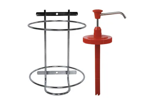 FÖRCH Seifenspender Pumpspender mit Wandhalterung - 1 Stk - Praktischer Pumpspender mit Wandhalterung für einfache Anwendung. Ideal für den Einsatz mit Derma Plus 3 LTR. Aus robustem Kunststoff mit Aluminium-Auslassrohr und Abtropfplatte.