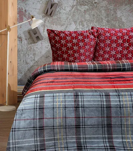 Teddy Plüsch Bettwäsche 200x200 cm Winter Cashmere Touch Fleece Flauschig Schneeflocken 3 teilig