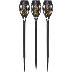Star Trading - Solargartenfackeln 3er Set – Star Mini – Led Gartenlicht Schwarz – Flackerflammen Effekt – Solarleuchten Außen Wetterfest