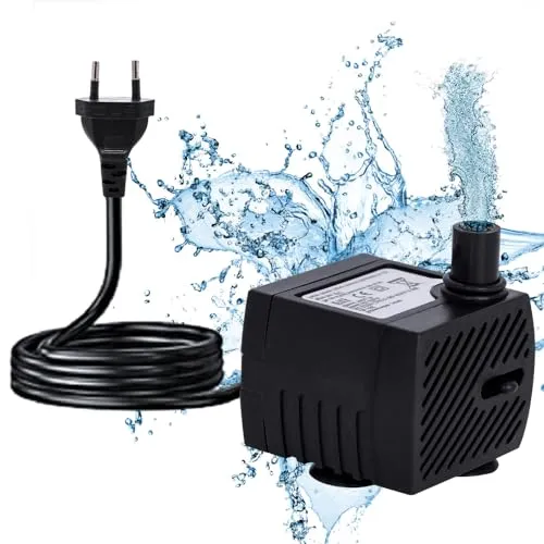 mizikuu Mini Wasserpumpe, Ultra Leise Aquarium Pumpe, 200L/H, 2,5W Aquarium Tauchpumpe Klein mit 1,5 m Netzkabel Springbrunnenpumpe Wasserpumpe Klein für Aquarien, Brunnen, Statuen, Hydrokultur