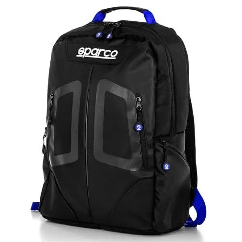 BÜHNENTASCHE IN SCHWARZ/BLAU - Modischer Rucksack von Sparco, strapazierfähig und langlebig mit ergonomischem, gepolstertem Rückenpanel für optimalen Tragekomfort.