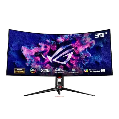 ASUS ROG Swift OLED PG39WCDM - 39 Zoll UWQHD Curved Gaming Monitor, 240 Hz und 0,03 ms Reaktionszeit für ultimatives Gaming-Erlebnis