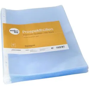 perfect-line Prospekthüllen A4, glasklar, 0,12 mm, oben offen, 100 Stück