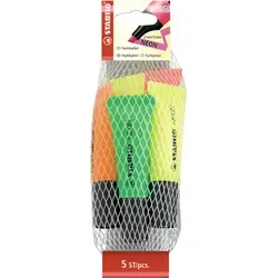 Textmarker - STABILO NEON - 5er Pack - grün, orange, pink, 2 x gelb