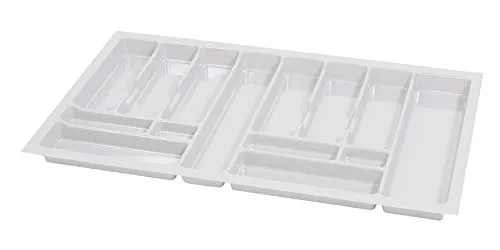 ALUSFERA Besteckkasten für Schubladen 90cm – Schubladen Organizer mit Fächeraufteilung – Hochwertiger Schubladen Organizer Küche für Mehr Ordnung – Anpassbar und leicht zu reinigen - 830x490mm Weiß