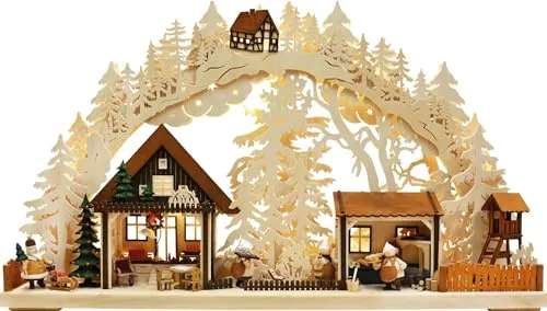 Ratags 3D-Schwibbogen groß, Walki-Weihnachtsbäckerei - Großer 3D-Schwibbogen von RATAGS mit LED-Beleuchtung und 4 handgefertigten Figuren. Ideal für festliche Stimmung und als einzigartiges Deko-Element in der Weihnachtszeit.