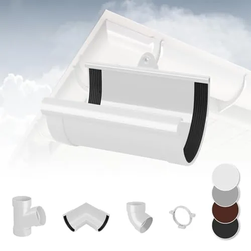 RAINWAY L Regenrinnen System (Rinnenverbindungsschale weiß) - PVC-U Kunststoff in 4 Farben, für Dachflächen > 100m² empfohlen, Verbinder Erweiterung